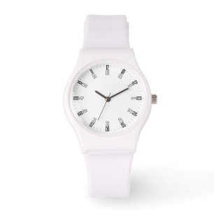 Witte minimalist met unieke numerieke wijzerplaat  horloge