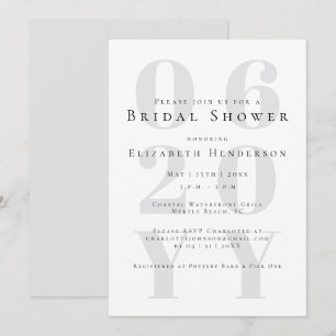 Witte Minimalistische Bruidsdouche in Vette Letter Kaart