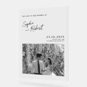 Witte minimalistische bruiloft welkom acryl bord (Hoek)