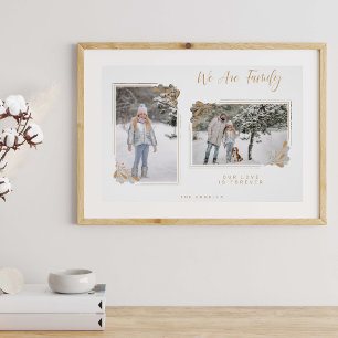 Witte Minimalistische Familie 2 Foto's Fancy Goude Poster