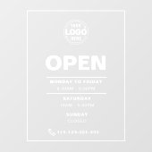 Witte minimalistische openingstijden met Logo Raamsticker (Vel)