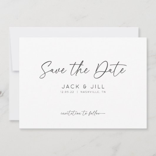 Witte Minimalistische Save The Date Uitnodiging (Voorkant)