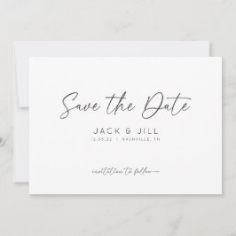Witte Minimalistische Save The Date Uitnodiging