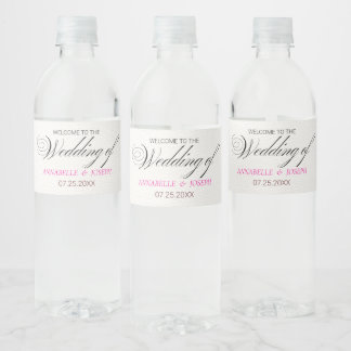Witte minimalistische waterverf bloemen bruiloft waterfles etiket