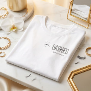 Witte Minimalistische Wimpers Kunstenaar Logo Pers T-shirt