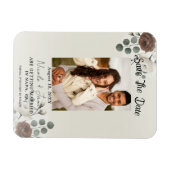 Witte Mocha Cream Moderne Bloemen Bewaar de Datum Magneet (Horizontaal)