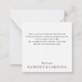 Witte Moderne Elegante Persoonlijke Nota Hart Dank Notitiekaartje (Achterkant)