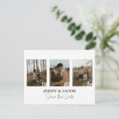 Witte moderne Fotocollage datums Save the Date Briefkaart (Staand voorkant)