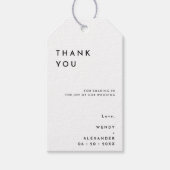 Witte moderne gewaagde bruiloft dank u cadeaulabel (Voorkant)