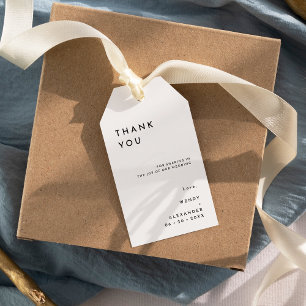 Witte moderne gewaagde bruiloft dank u cadeaulabel