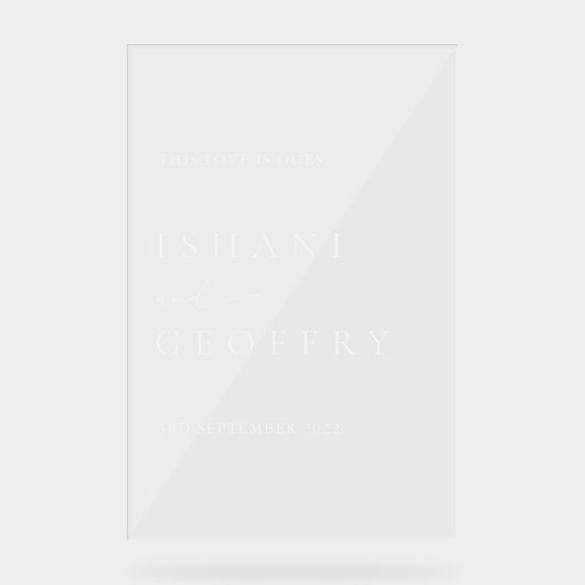 Witte Moderne Minimale Bruiloft Acryl Welkomstbord Acryl Bord (Voorkant)