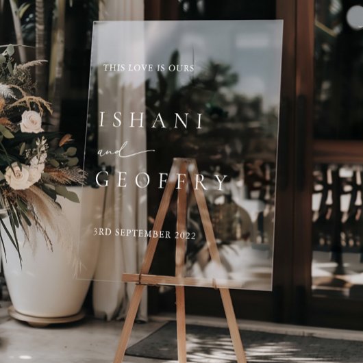 Witte Moderne Minimale Bruiloft Acryl Welkomstbord Acryl Bord