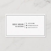 Witte moderne minimalist visitekaartje (Achterkant)