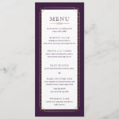 Witte moderne  pruim Paarse goudfolie bruiloft Menu (Voorkant)
