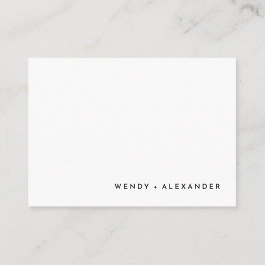 Witte Moderne Vette Huwelijksreceptie Informatiekaartje (Achterkant)