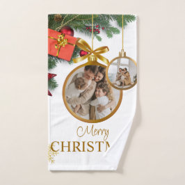 Witte Moderne Vrolijke Kerst Badkamer Handdoek Set