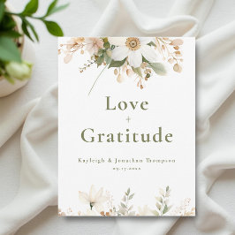 Witte Moderne Waterverf Bloemen Huwelijk Bedankkaart