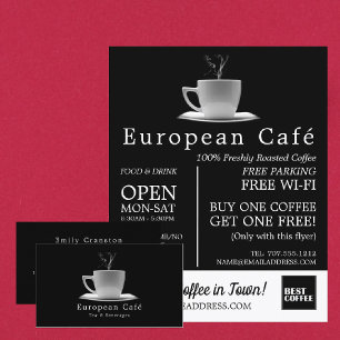 Witte mok, Barista, Café, Reclame voor koffiehuis Flyer