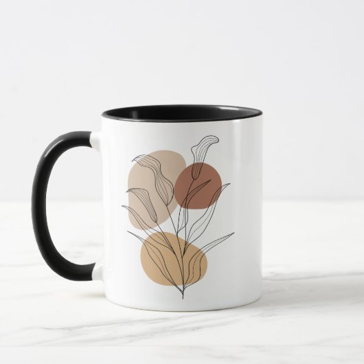 witte mok keramiek met bladeren mockup (Links)