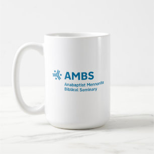 Witte mok met blauwe AMBS-logo
