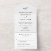 Witte Monogram Bruiloft All In One Uitnodiging (Binnen)