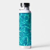 Witte monogram en naam, Blauwgroen Lijst, poolwate Waterfles (Rechts)