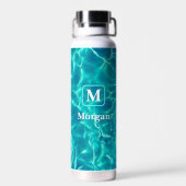 Witte monogram en naam, Blauwgroen Lijst, poolwate Waterfles (Achterkant)