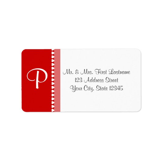 Witte Monogram Harten met Veranderlijke Kleur Etiket (Voorkant)