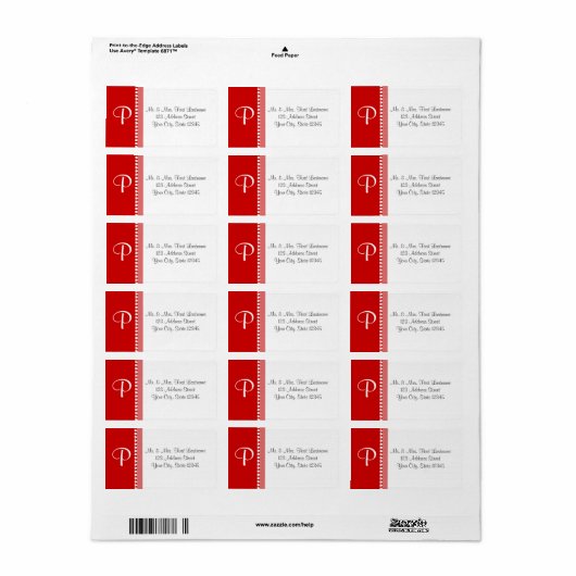 Witte Monogram Harten met Veranderlijke Kleur Etiket (Full Sheet)