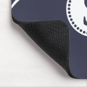 Witte monogram met blauw & witte strepen muismat (Hoek)