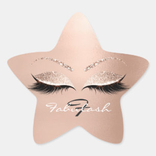 Witte monogram Naam Glitter Pink Star Lashes White Ster Sticker