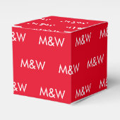 Witte monogram rood aanpassen met Initiaal Bedankdoosjes (Voorkant Zijde)