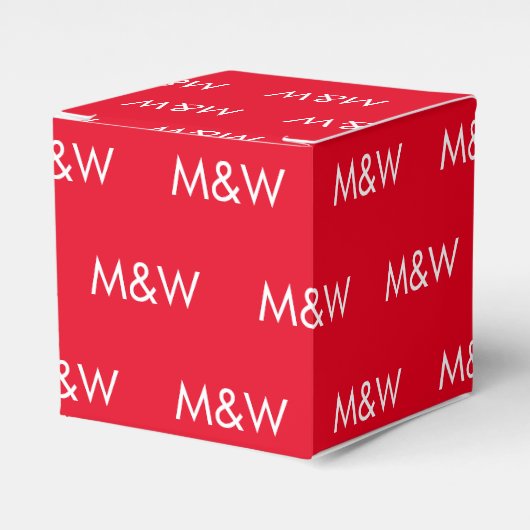 Witte monogram rood aanpassen met Initiaal Bedankdoosjes (Voorkant Zijde)