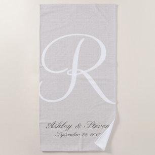 Witte monogram   Rustic Linen Kijk Strandlaken