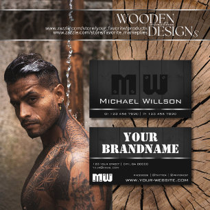 Witte monogram van hout visitekaartje