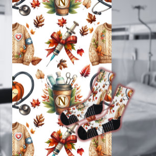 Witte Monogram Verpleegster Herfst Essentials Crew Sokken