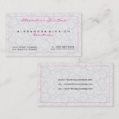 Witte Monotonen Bloemen Damasks Visitekaartje (Voorkant / Achterkant)