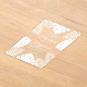 Witte Monsters Tropische bruiloft Acryl Uitnodigingen (Laagn)