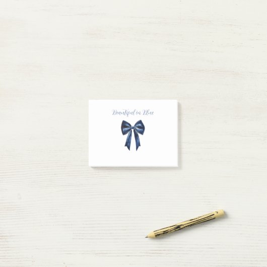 Witte Mooie Blauwe Strik Post-it® Notes (Op bureau)