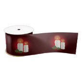 Witte mooie kerstkaarsen op rood met Holly Lint (Spoel)