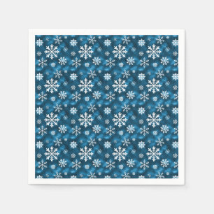 Witte mooie sneeuwvlokken op een winter blauwe ach servet