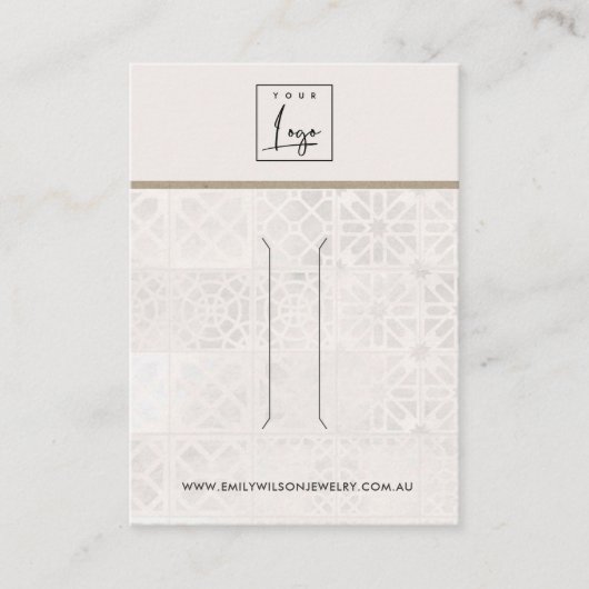 WITTE MOROCCANTISCHE TILE TEXTURE HAIR CLIP DISPLA VISITEKAARTJE (Voorkant)