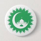 Witte moskee in Crescent Moon Ramadan Ronde Button 7,6 Cm (Voorkant)