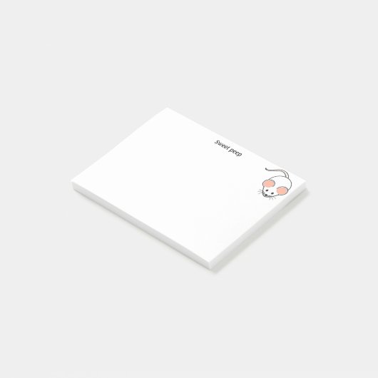 Witte muis en kalligrafie post-it® notes (Schuin)