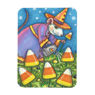 WITTE MUIS IN CANDY CORN GARDEN, KLEURRIJK EN SCHA MAGNEET