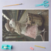 Witte Muis Roze Rok Koffer Decoupage Tissuepapier (Craft)