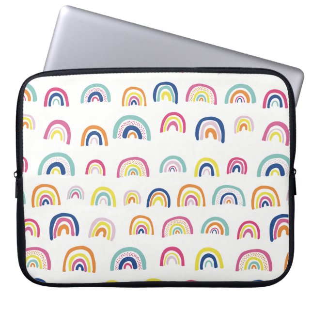Witte multi-regenbooglaptophoes laptop sleeve (Voorkant)