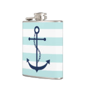 Witte Munt & Blauw Brede Strepen Patroon Anker Heupfles (Links)