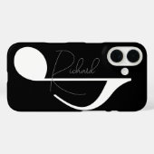 Witte muzieknoot met aangepaste naam op zwart Case-Mate iPhone case (Achterkant (horizontaal))