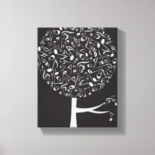 Witte Muzieknoten Pop Boom Kinderkamer Muur Kunst Canvas Afdruk